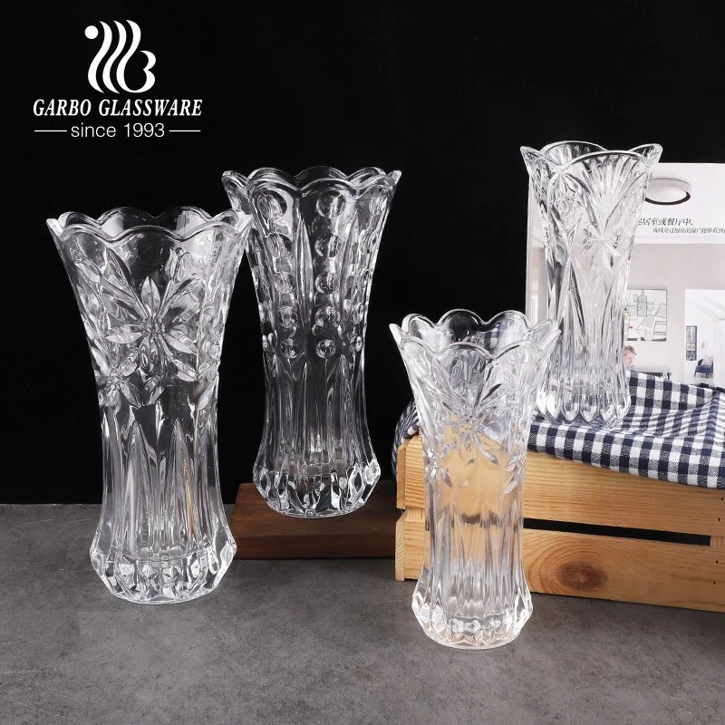 Creative Style Glass Vase with H Pattern High quality/High cost performance  Home Table Decor Flower Vase for Mother's Day Gift Promotion