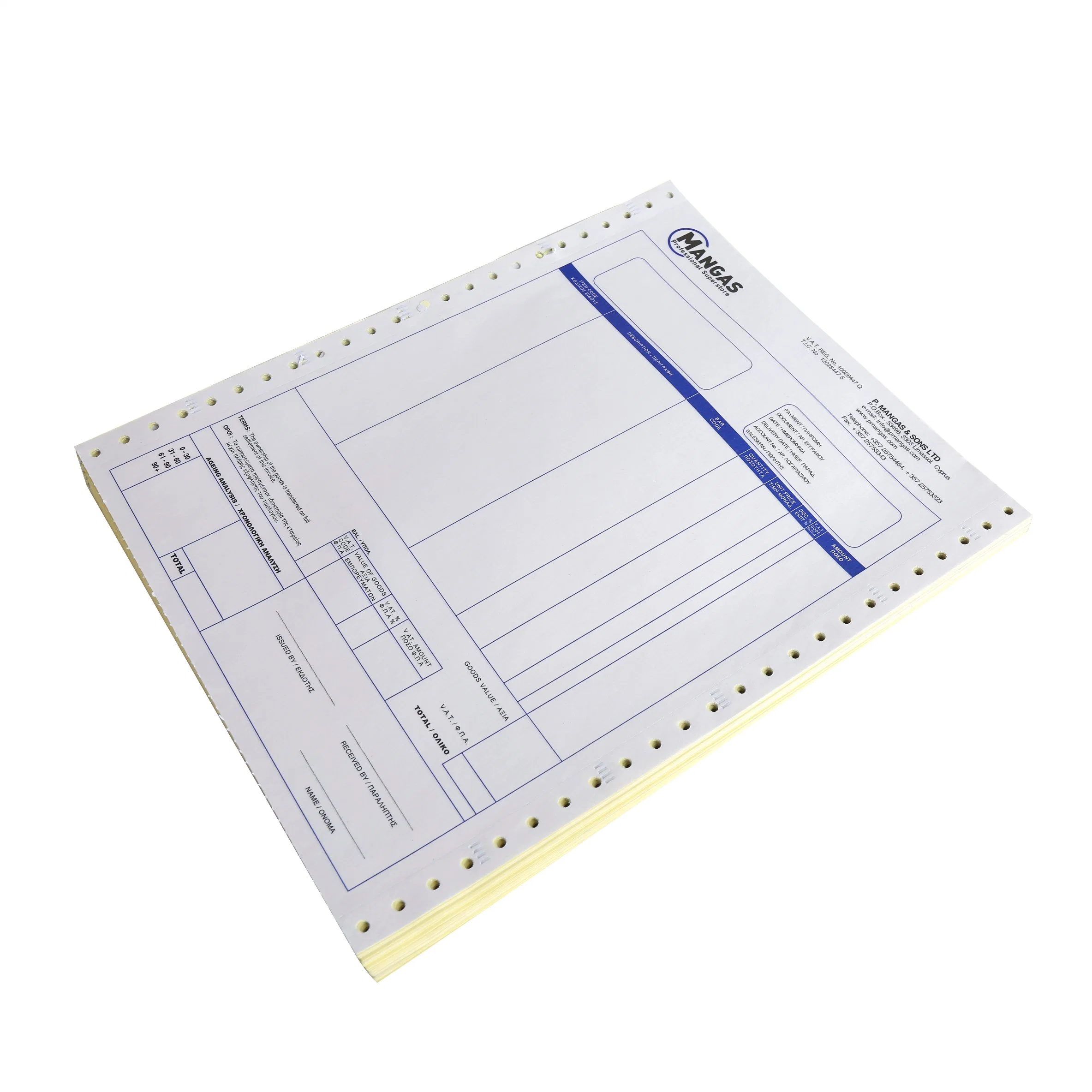 OEM Computer A4 A3 Size Copy Form Invoice 2 3 4 Ply Continuous Carbonless Printing Paper