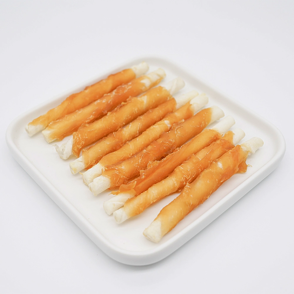 High quality/High cost performance  Stick Shape Chicken Wrapped Cowhide Roll Dog Training Feed