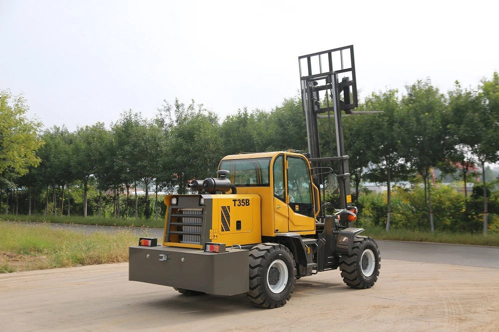 CE Approved China Hot Sale T35b 3 Ton All Terrain Diesel Forklift with Tipping Cabin for Sale