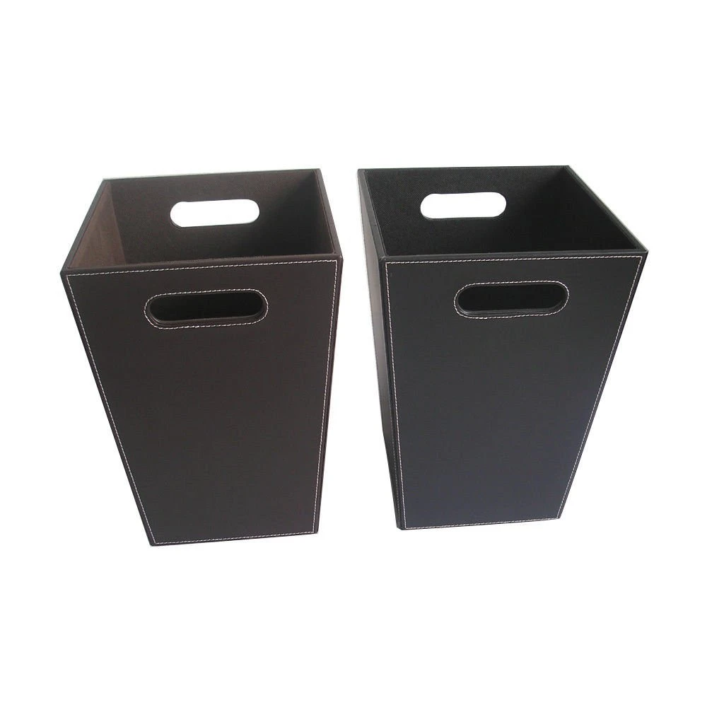 Handmade Wholesale/Supplier Supply High quality/High cost performance  Leather Rubbish Bin Premium Trash Can