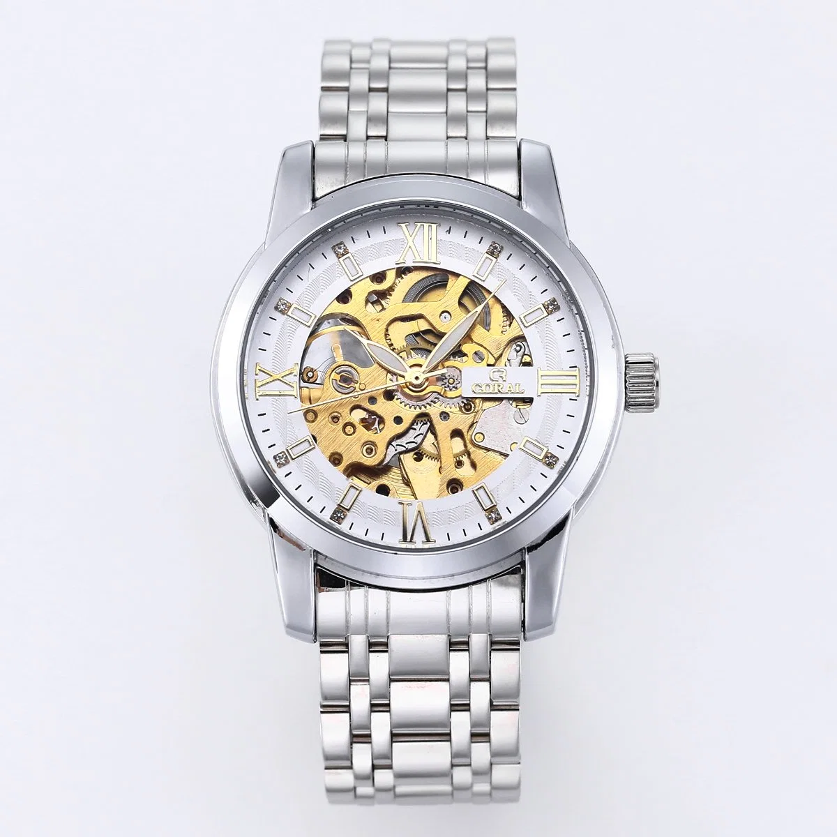Relógios mecânicos para homens Custom seu relógio de aço inoxidável logo