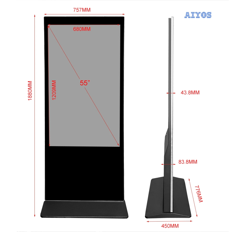 55 Inch Ultra Thin Floor Standing Android WiFi Advertising Digital Signage Display Screen