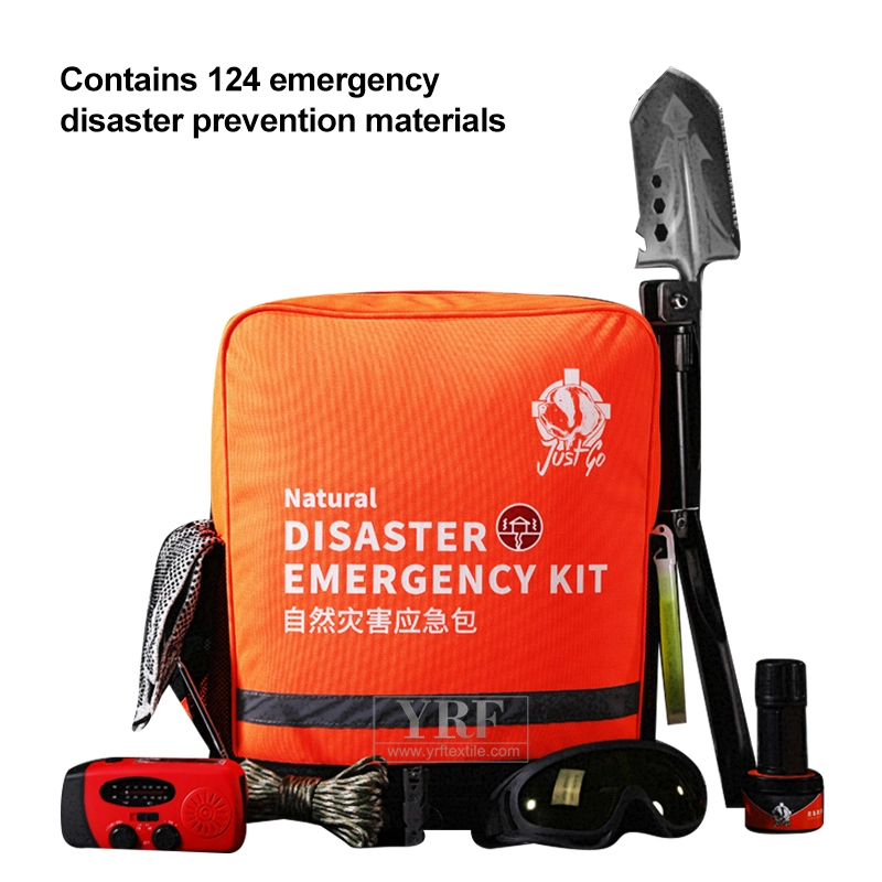 Cruz Roja 124piece emergencia Multi-función linterna coche botiquín de primeros auxilios Bolsa de torniquete naranja Guantes antideslizantes Bolsas de viaje