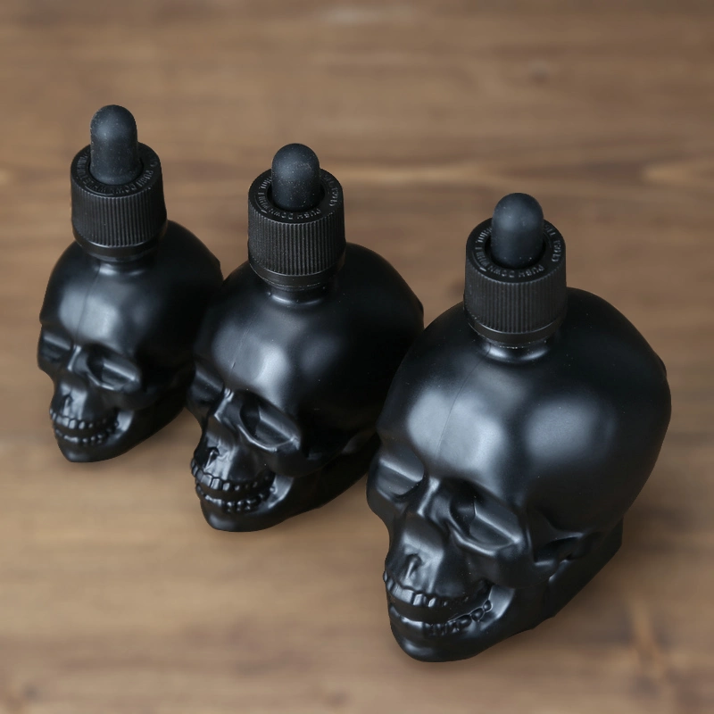 30ml Skull Glass Dropper Bottle Liquid Dropper Bottle Perfume Oil Bottle with Nipple