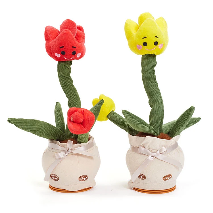 Hot Sale Products Cute Stuffed Flowerpot Twisting Dance Sunflower Doll Talking Singing Music Dancing Flower Plush Toy