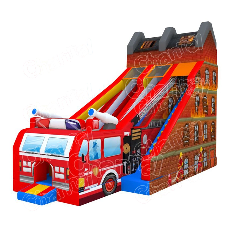 Big Commercial Outdoor Hot Sale Inflatable Slide Fire Truck Inflatable Slide Chsl765