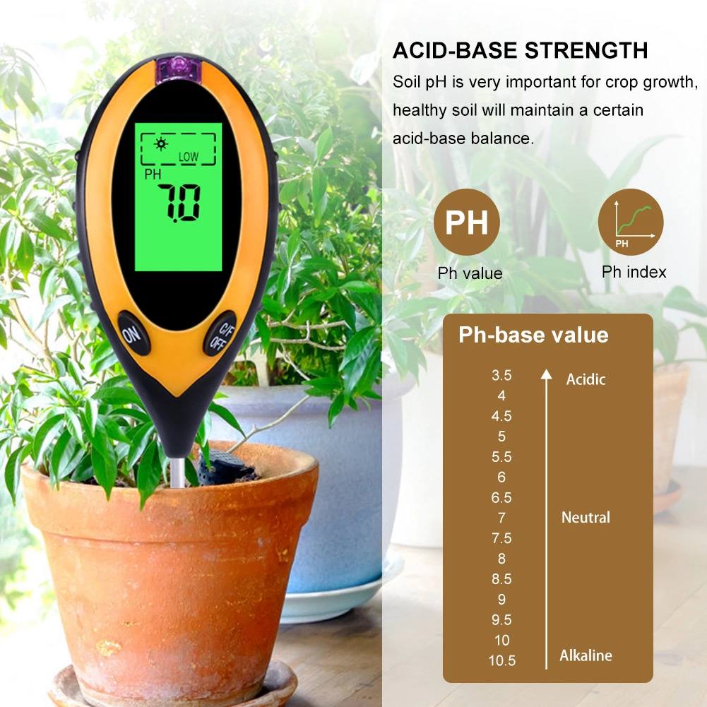 4 in 1 Soil Moisture Temperature Digital pH Meter Garden