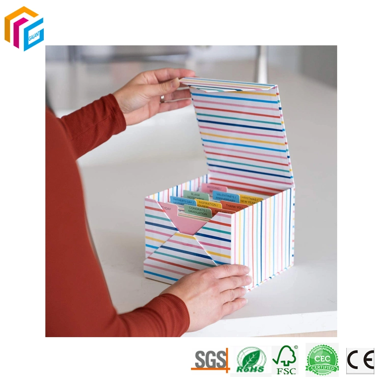 Enveloppe de cartes de notes en papier couleur entièrement imprimé à la main de conception personnalisée Cartes de remerciement avec boîte cadeau