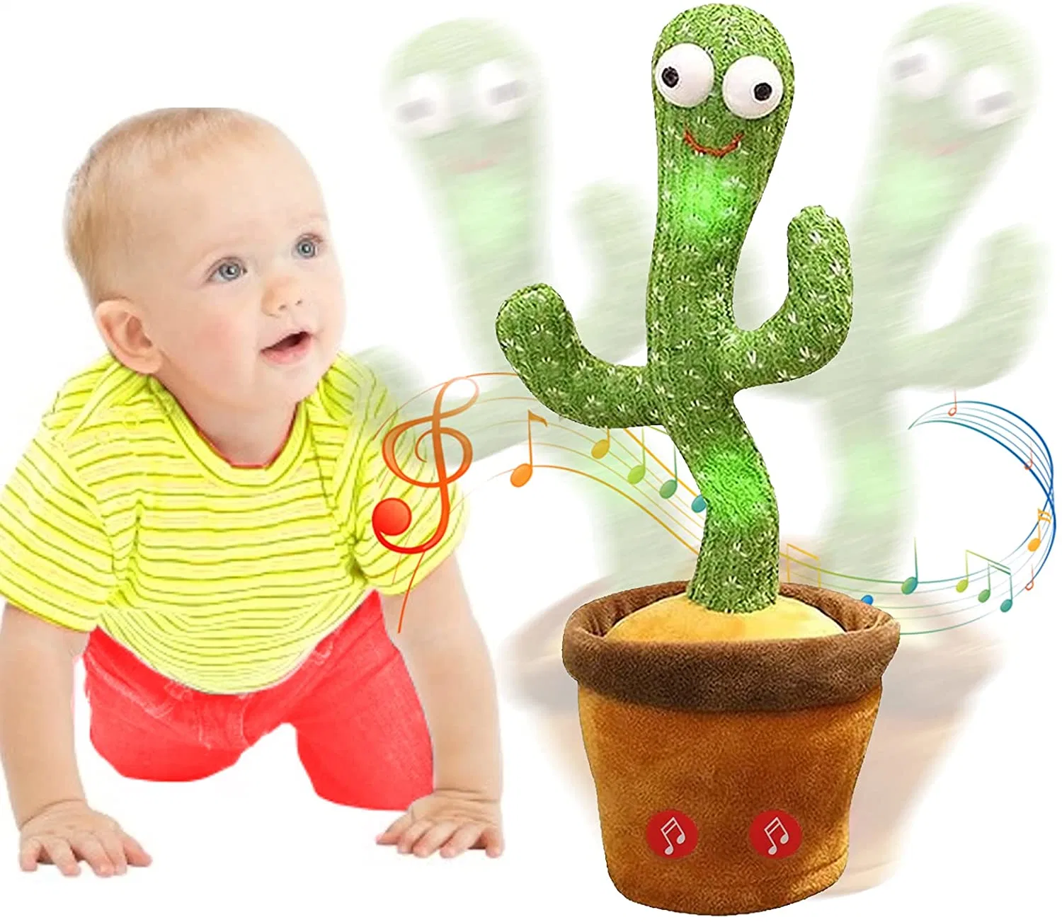 Dancing Cactus, Singing Cactus Toy with Mimicking Cactus Plush Electric Toys, Recording Repeating and Follow You Speak USB Rechargeable