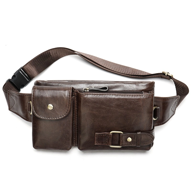 Men's poitrine sac bandoulière en cuir vintage Messenger sac banane Coin Téléphone mobile