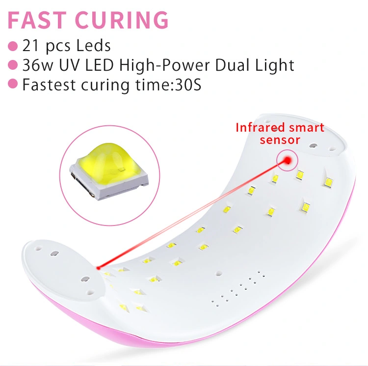 Luz de uñas de alta calidad 36W Salon Use UV Nail Dryer Sensor de máquina Gel de curado Polish LCD Display Manicure LED UV Lámpara de uñas