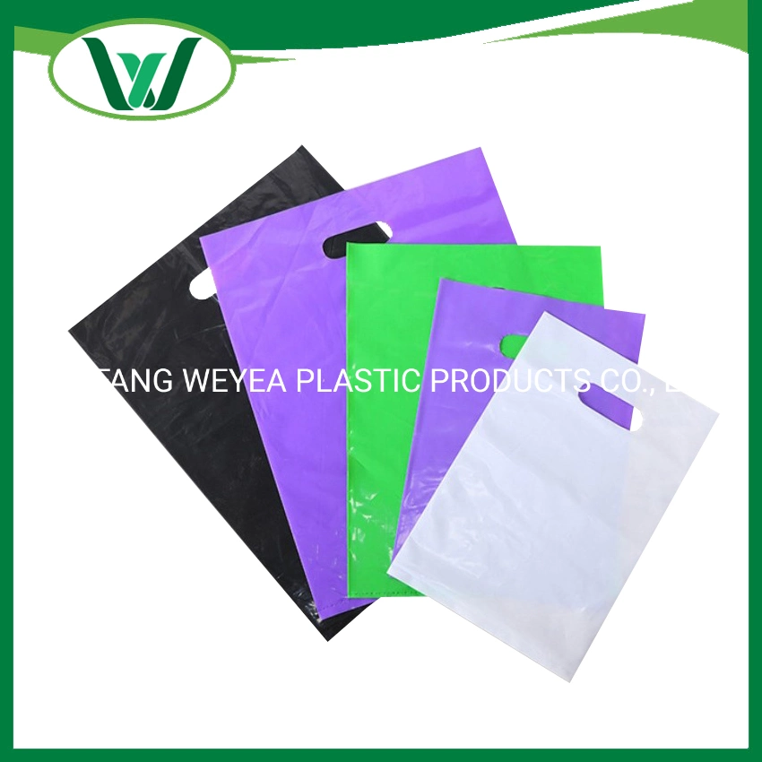 Factory Direct Sale Luxury HDPE Die Cut Handle Plastic Packing Carrier Bags