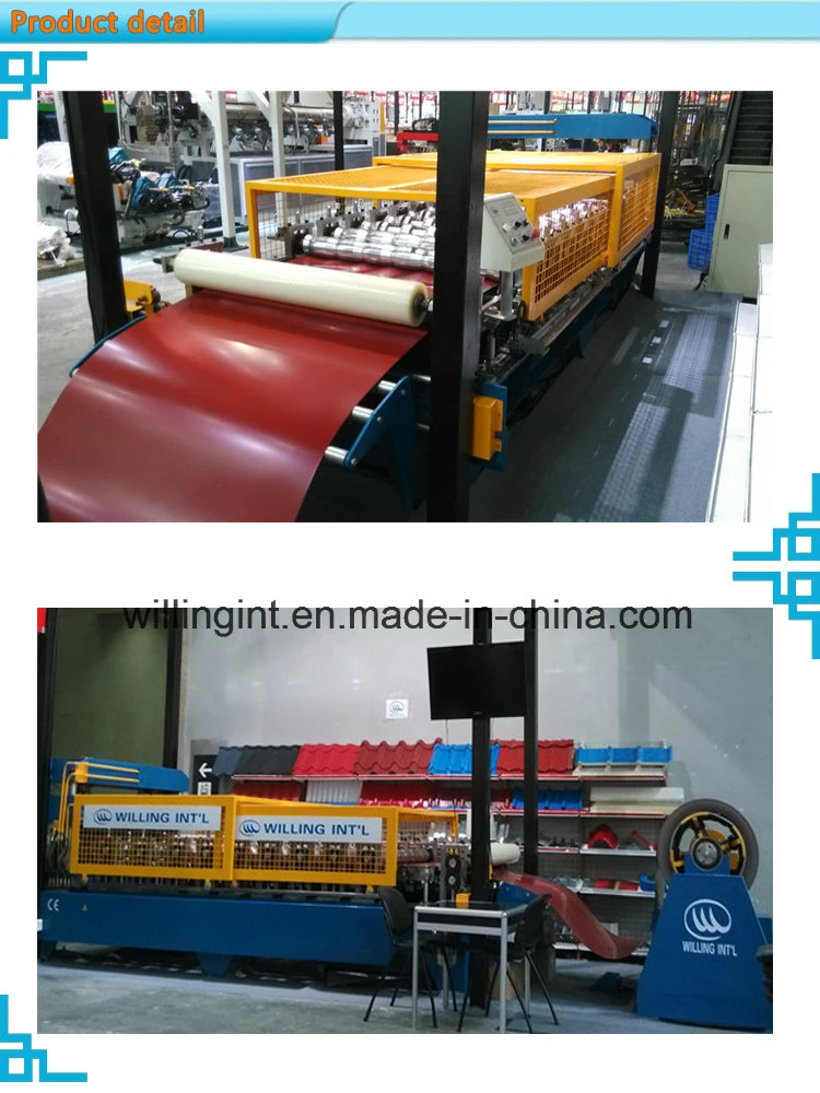 Ce Standard Color Coated Steel Tile Roof Roll Forming Machine