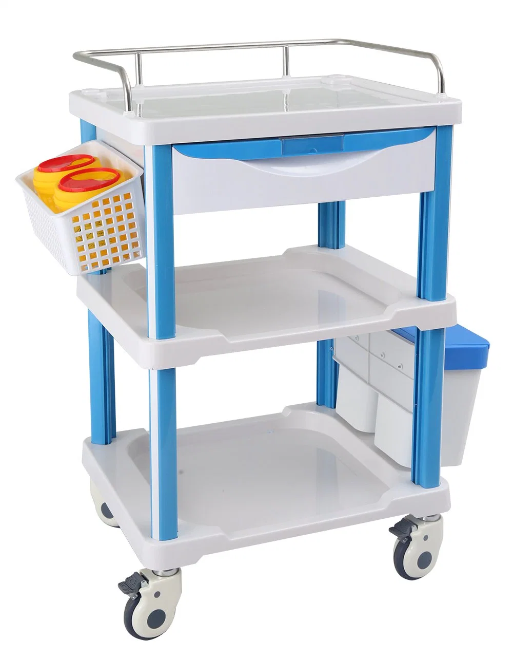 [CT625] ABS Linen Trolley and Cart with Drawers for Medical, Emergency, Logistic, Laundry, Treatment, Medicine Distribution, Anesthesia as Hospital Equipment