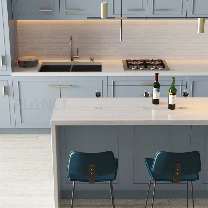 Planet Luxury Kitchen Cabinets MDF Wood Pantry Blue Glossy Lacquer Kitchen Modern Designs