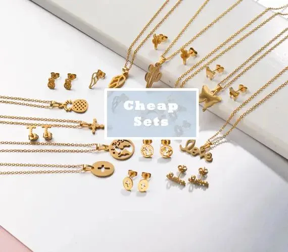 Moda Baoyan chapado en oro 18K de piña fruta colgante Charms aretes y collar de acero inoxidable juegos de joyería