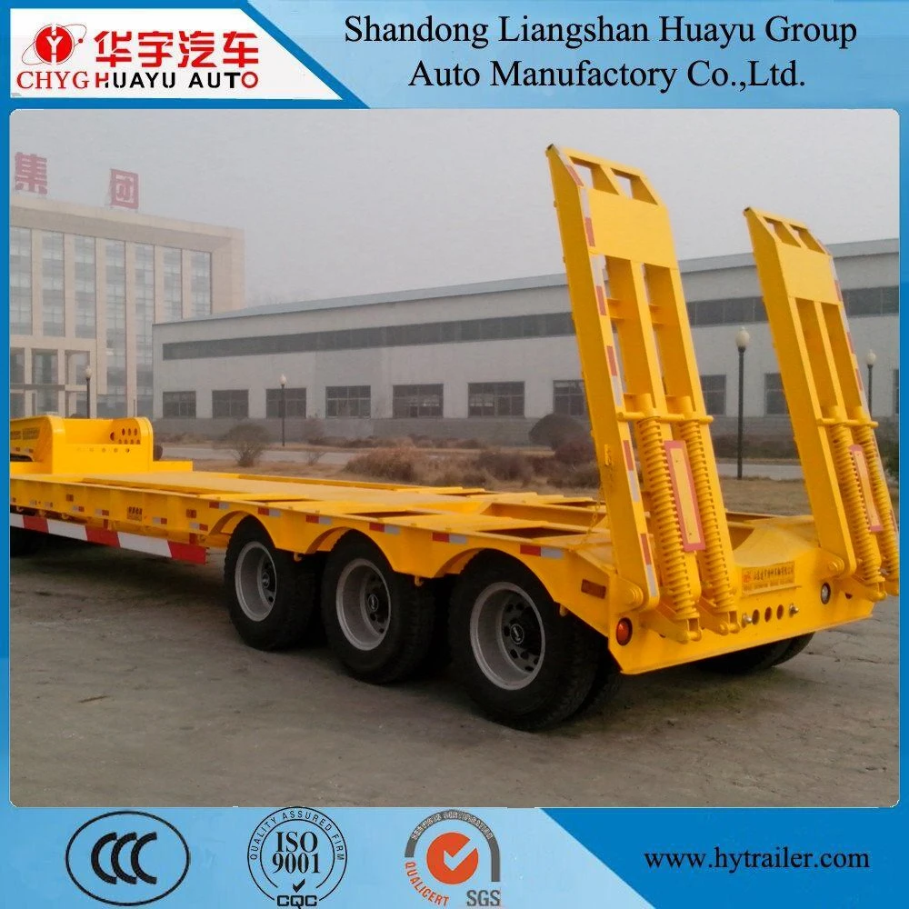 Hydraulic Folding Ramp Drop Deck Low Loader Semi Truck