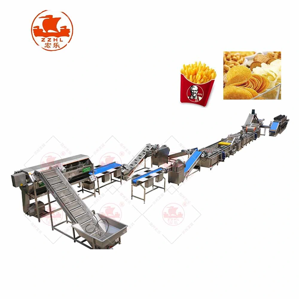 21 Stainless Steel 304 Fully Automatic Frozen French Fries Making Machine Potato Chips Production Line