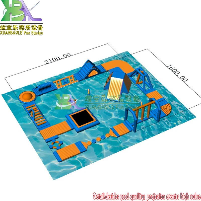 Suitable 50 People Giant Inflatable Floating Water Park, Inflatable Lake Floating Aqua Park