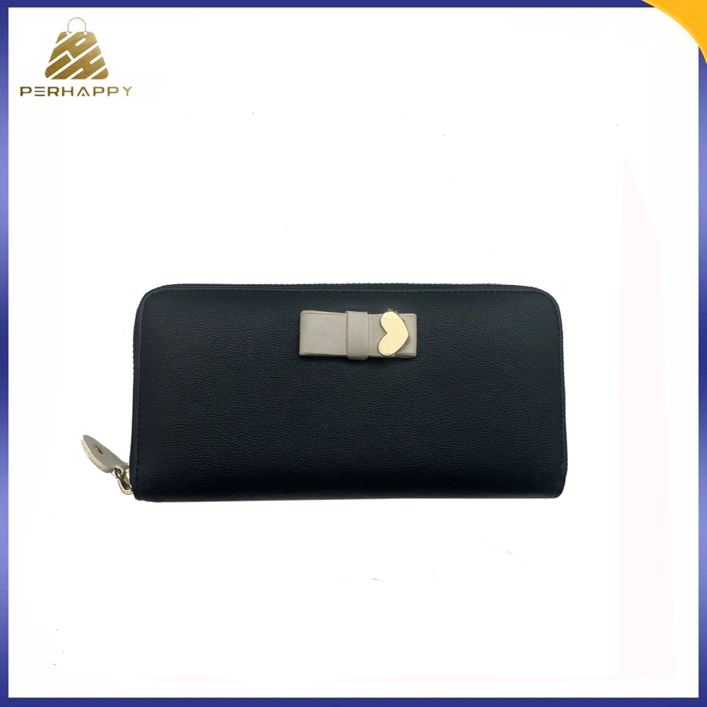 Classical Black Color Leisure Quilted Double Zipper Puller Wallet Clutch Bag