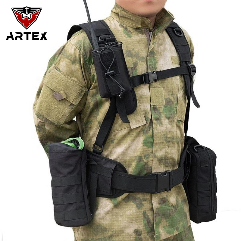 Outdoor Molle Hunting Waist Padded Belt with Chest Straps Training Tactical Vest