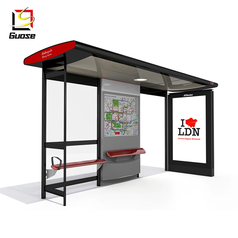 Street Steel Structure Solar Bus Stop Station Tram Stop Shelter School Bus Waiting Shed