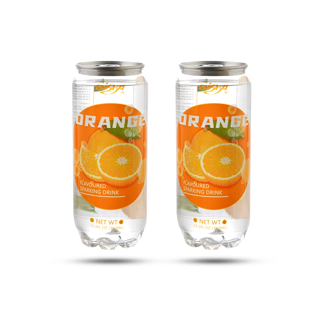 OEM- Pet Thin Bottle 350ml Fresh Orange Fruit Flavor with Bubbles Transparent Carbonated Beverage