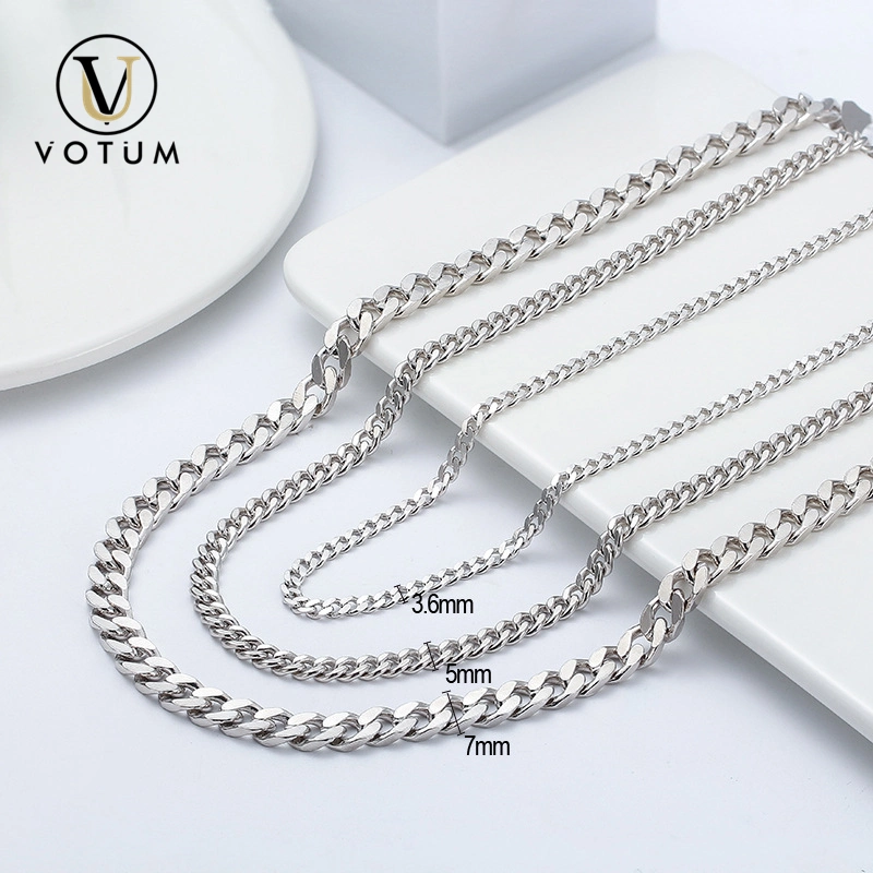 Votum OEM Wholesale S925 Sterling Silver Hiphop Cuban Chain collier Bijoux unisexe