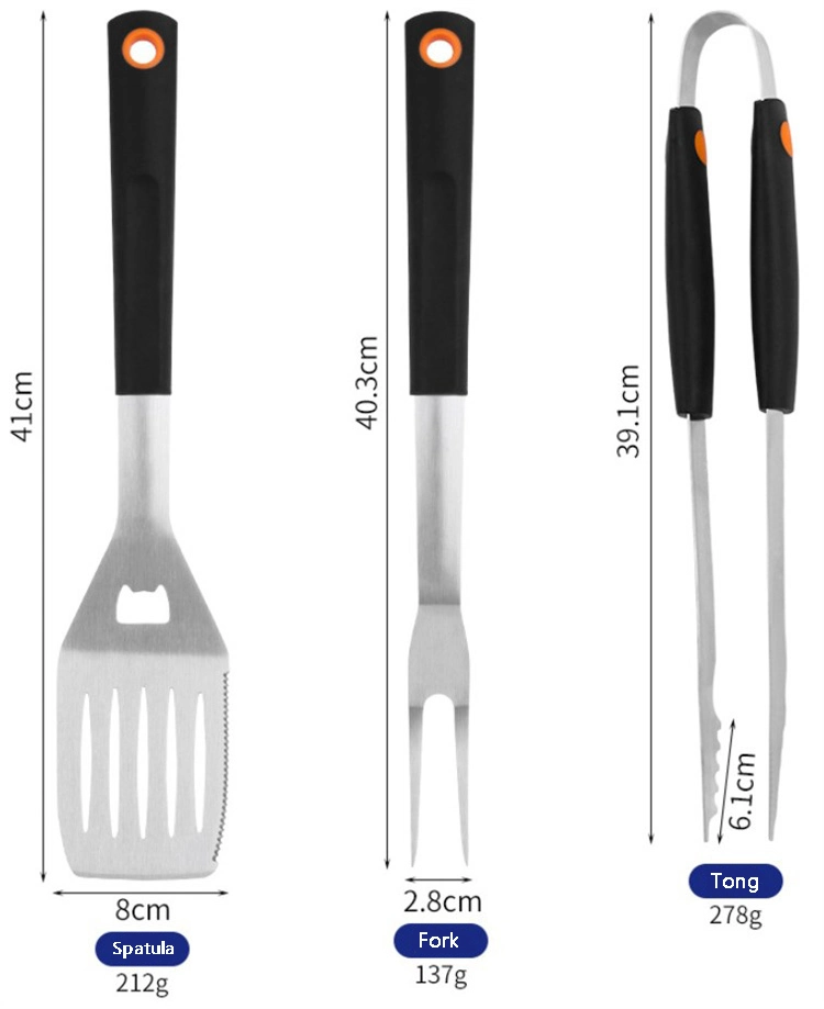 6PCS Grill Accessories BBQ Set Stainless Steel Stainless Steel Fork, Spatula& Tongs BBQ Grill Tool Set
