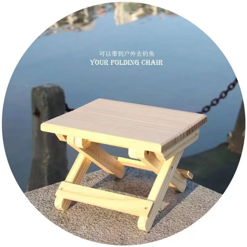 Stackable Thickened Solid Wood Short Camping Chair