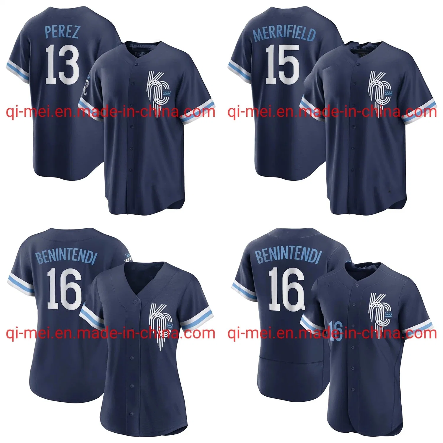 Wholesale Kansas City Royals Benintendi Perez Navy 2022 City Connect Men M-Lb Baseball Jerseys