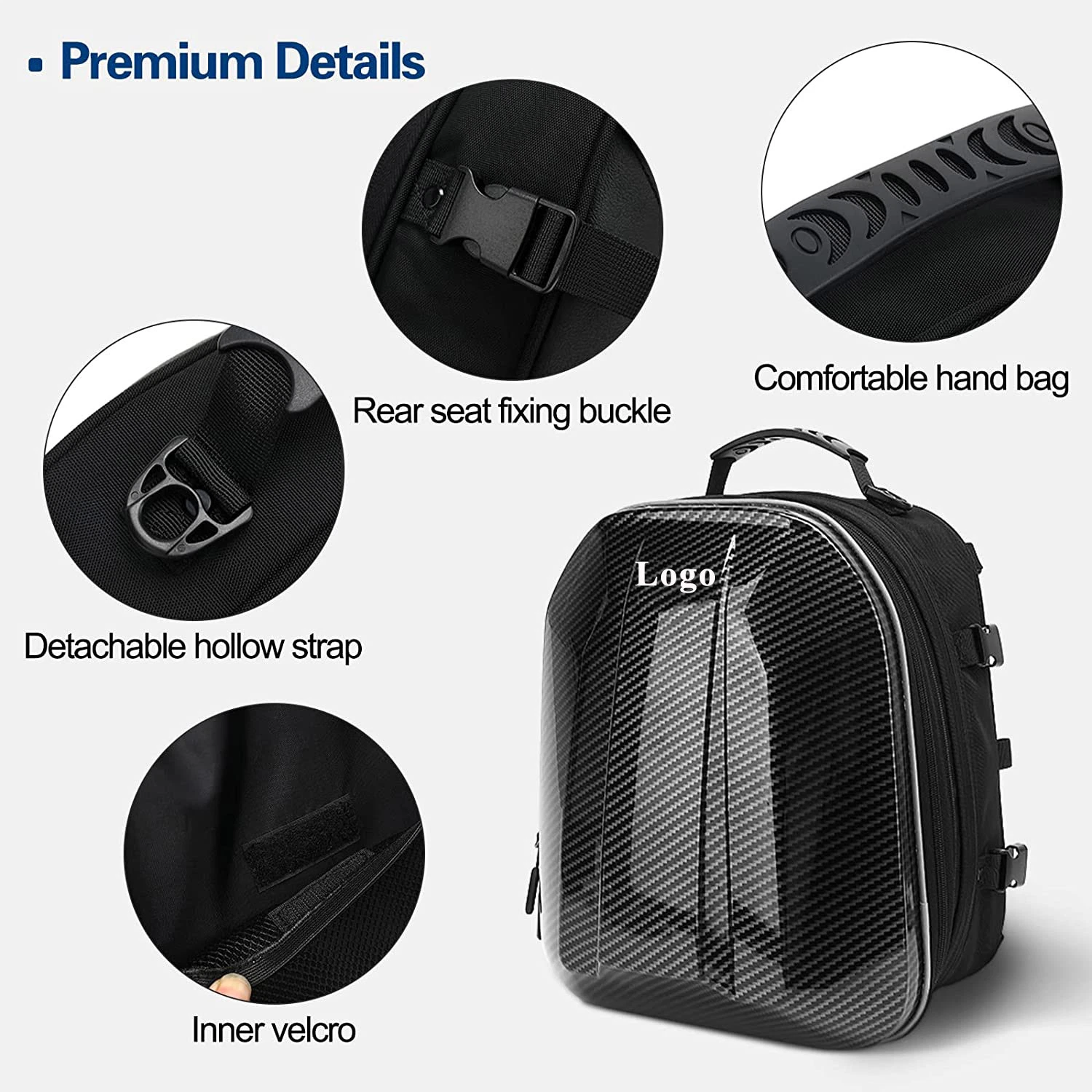 Populares Hard Shell durable material EVA resistente al agua Mochila para casco de motocicleta