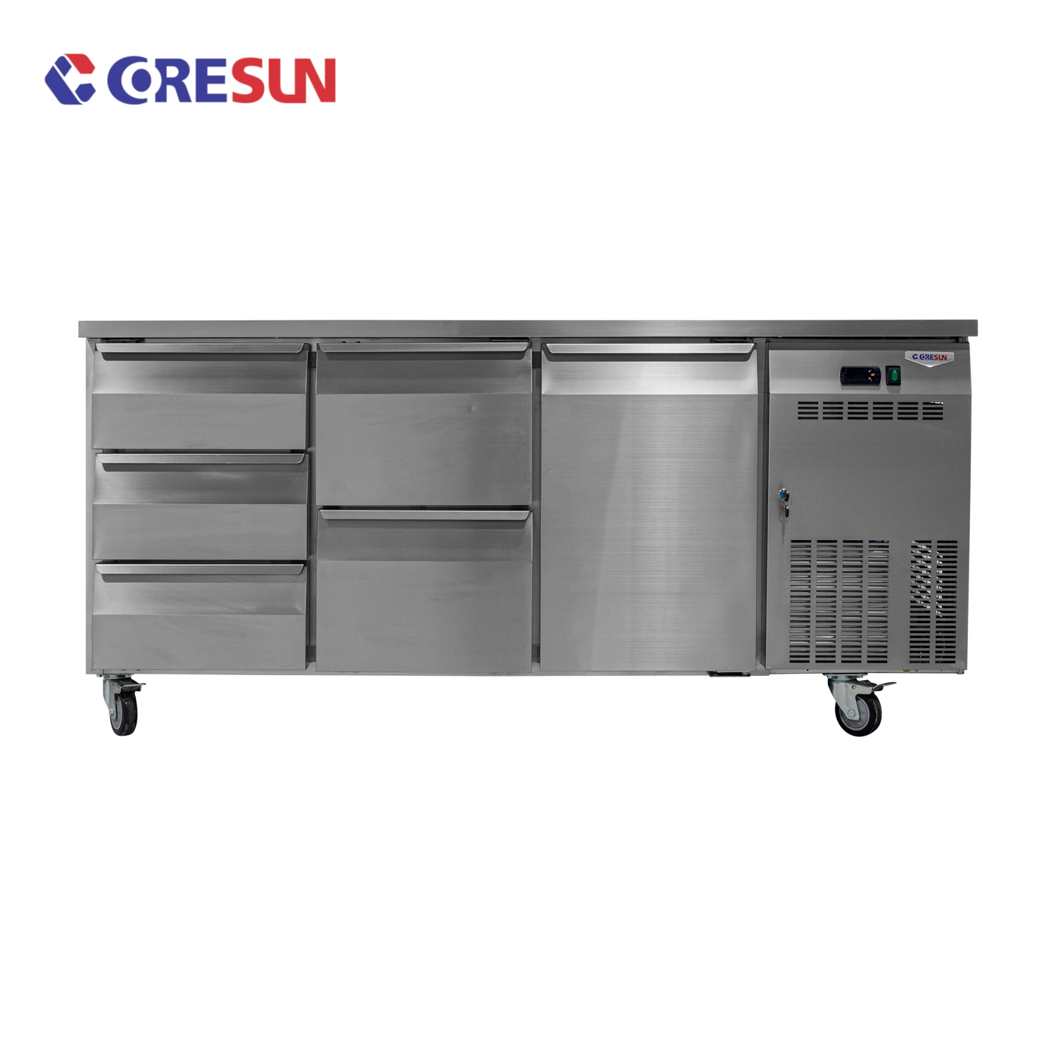 Réfrigérateur-dessous de caisse 3 portes commercial cuisine en acier inoxydable paillasse profond Réfrigérateur-congélateur