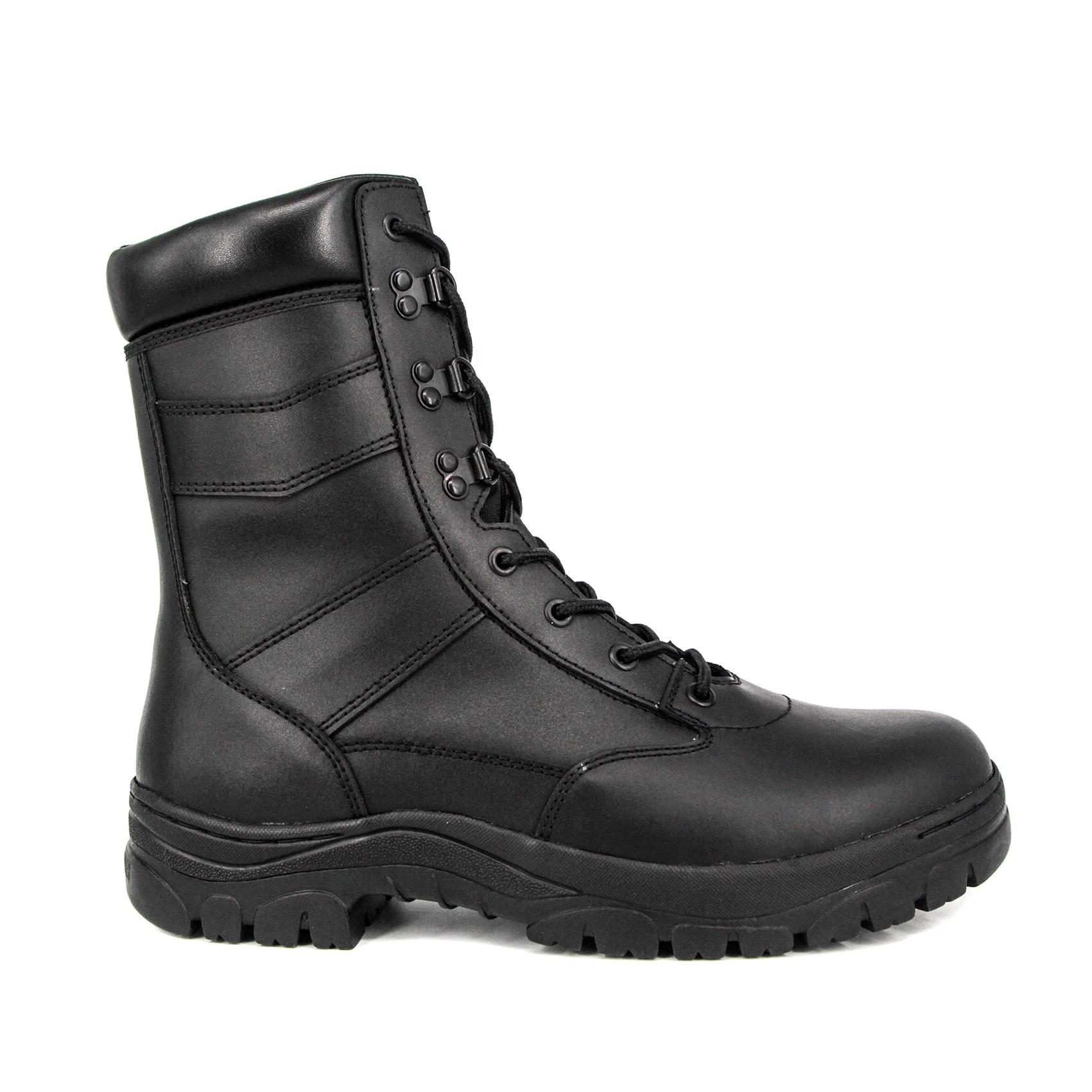 Botas estilo militar italiano baratas de cuero auténtico negro