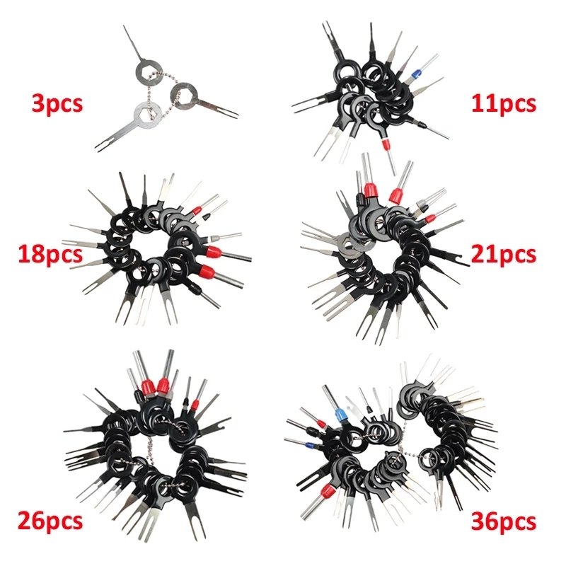 3/11/18/21/26/ 36PCS Terminal do Carro Remoção da cablagem eléctrica conector de frisagem do pino extractor Kit de ferramentas manuais de reparação elétrica para automóvel