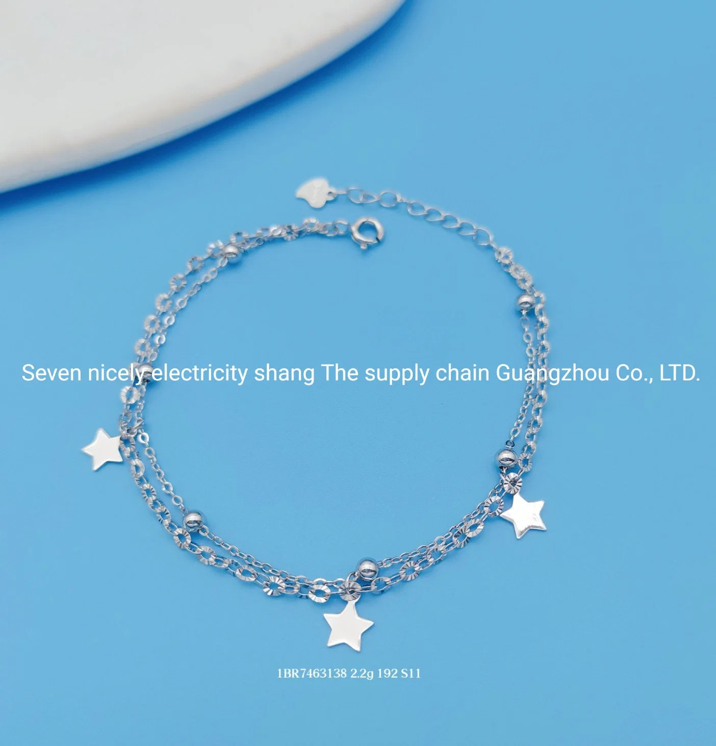 Wholesale OEM ODM Fashion Jewellry Design 925 Sterling Silver Jewelry Double Chain Star Bracelet