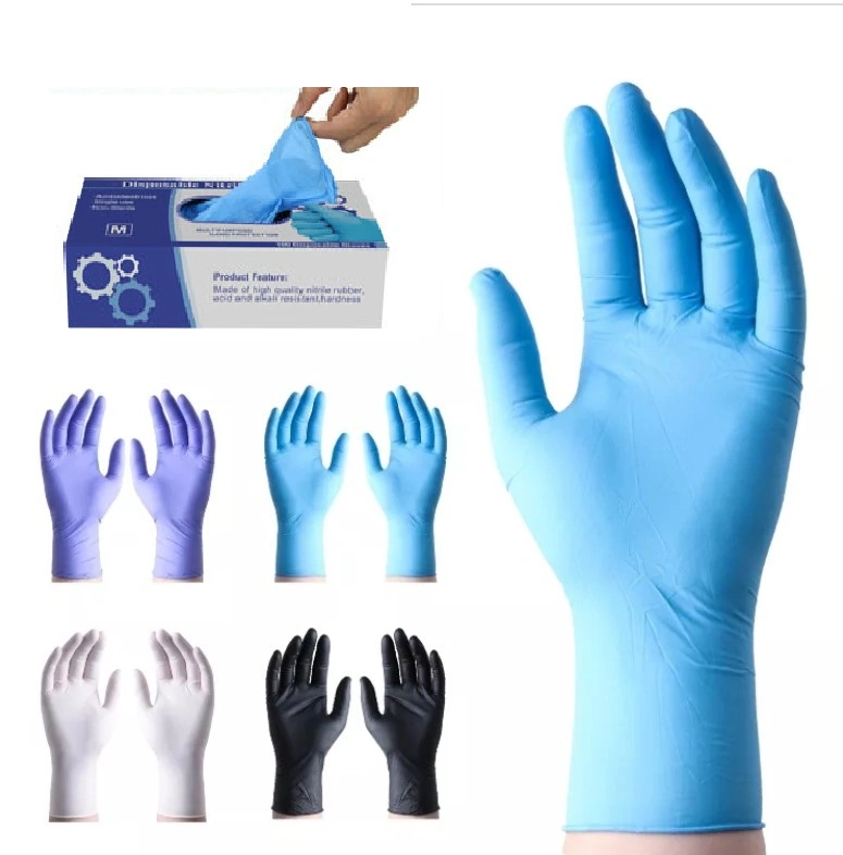 Wholesale/Supplier Disposable Power Free Black White Blue Purple Examination Working Nitrile Gloves