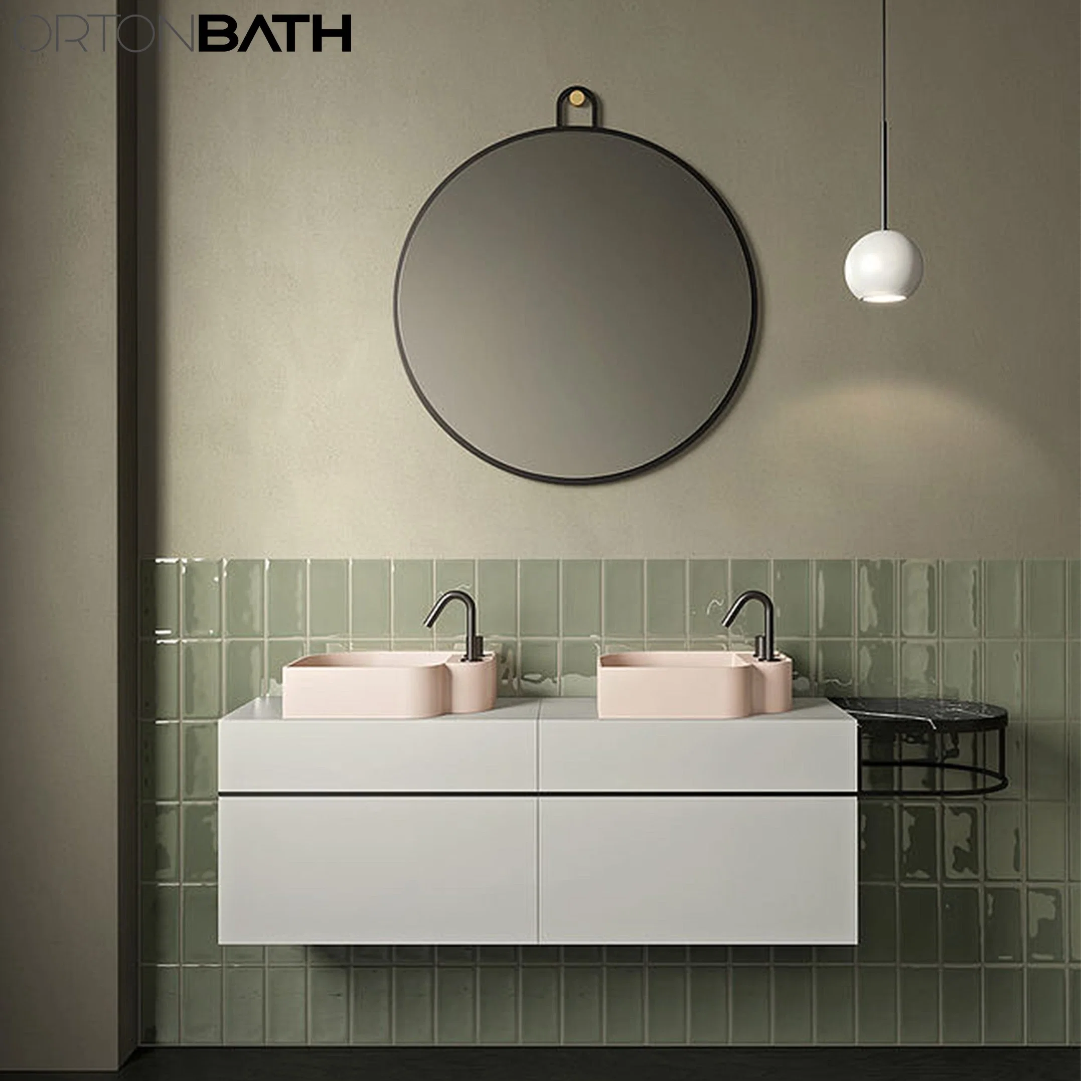 Ronde Ortonbath large cercle de métal or encadrée Bath Accueil Smart monté sur un mur non-voyant concepteur de la salle de bains Art miroir de rétroviseur