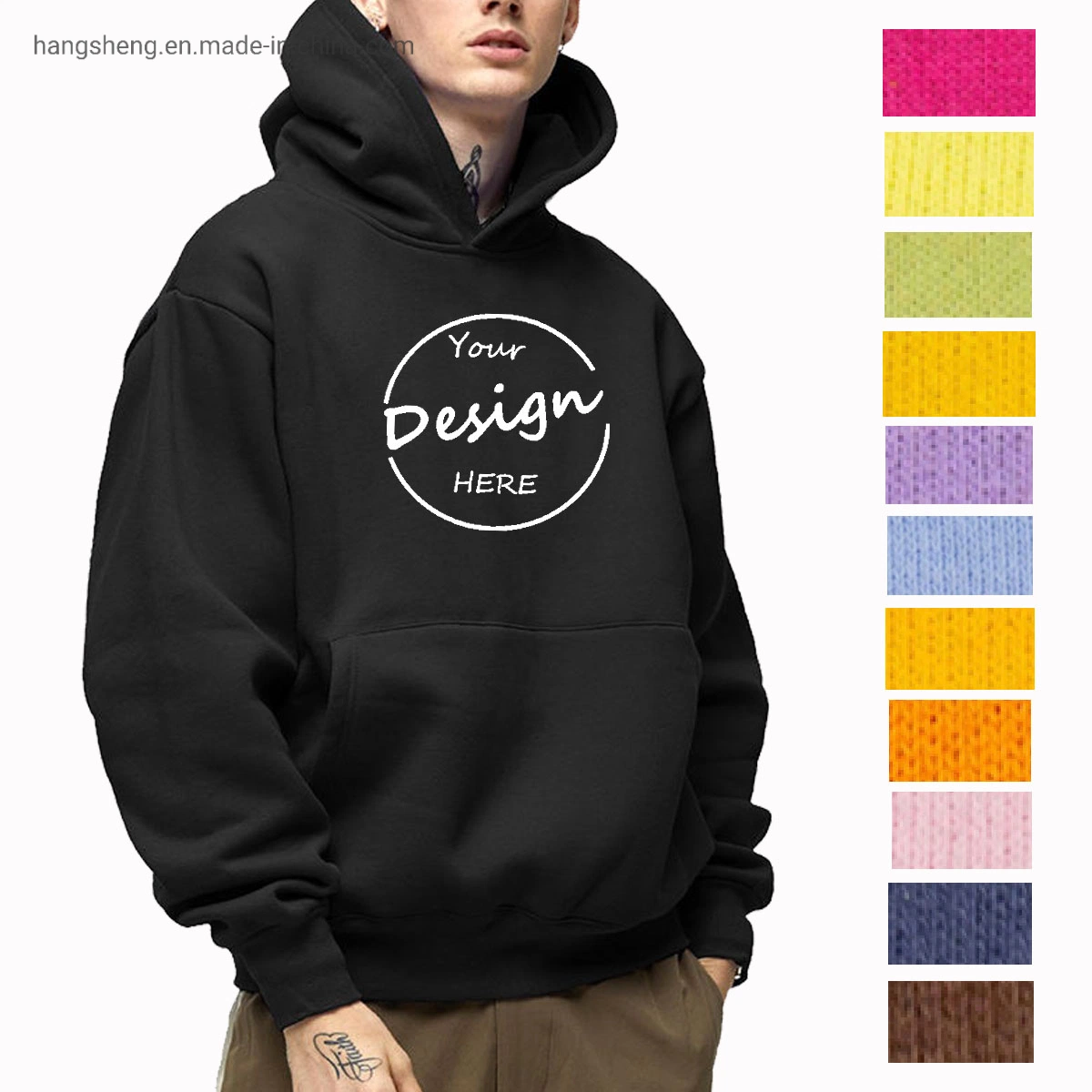 Custom High quality/High cost performance  Soft Cotton Fleece Hoody Puff Print Plain Oversized Heavyweight 480GSM Hoodies Men with Private Label