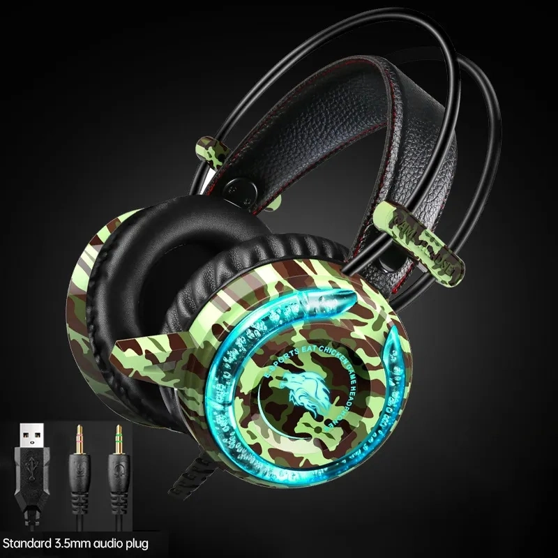 A5 3.5 mm Noise Cancelling Headphones Wired Cheap 5.1 Surround Sound LED Gaming Earphones Headsets with Microphone