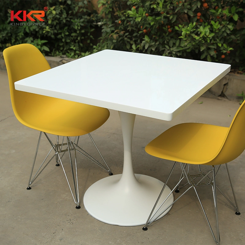 2 Seater Restaurant Furniture Square Solid Surface Dining Table