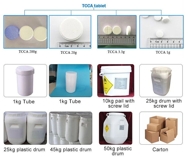 50kg 90% Drum Virgin Material Disinfection Tablets 3 Inch TCCA for Swimming Pool Water Treatment