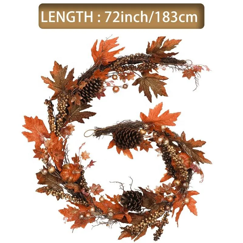 Fall Maple Leaves Garland Outside Thanksgiving Home Decoration