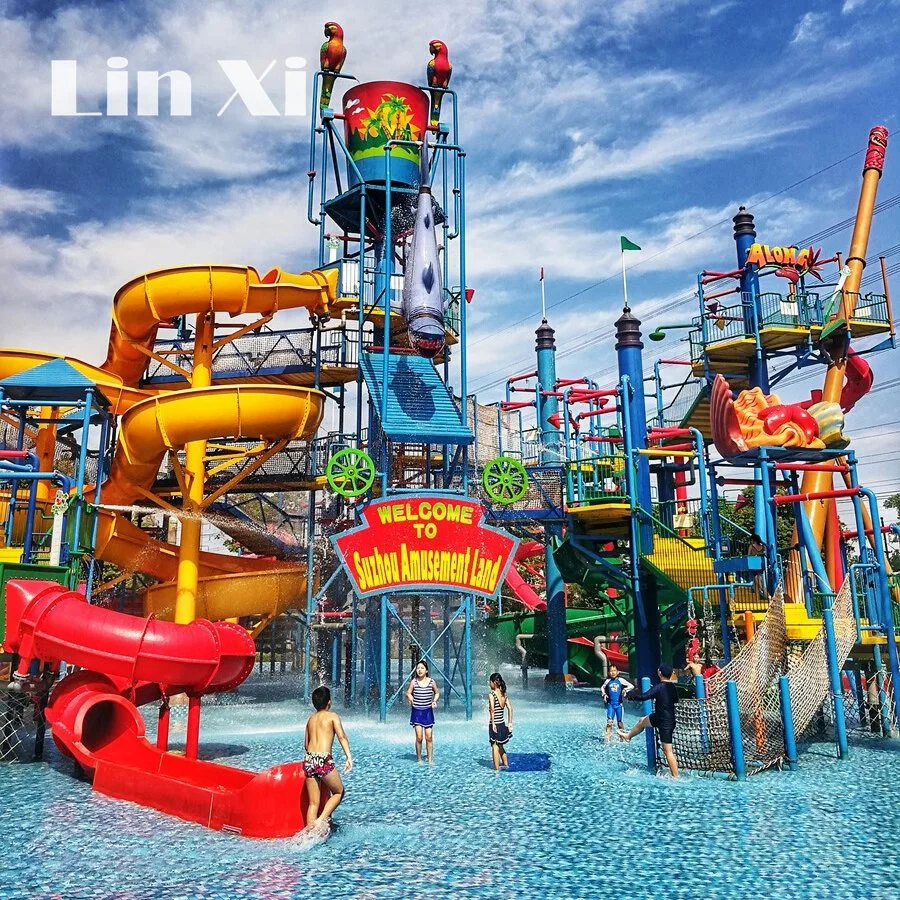 Outdoor Large Adult Water Park Equipment Children's Fiberglass Pirate Ship Slide