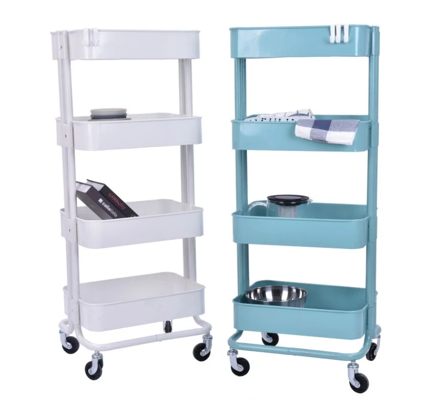 Metal Stainless Steel Kitchen Home Wheels Storage Tray Cart Trolley