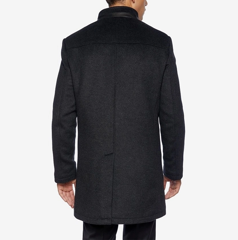 Mens Winter Wool Blend Overcoat Trench Coat Funnel Neck Coat