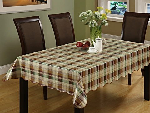 PVC with Flannel Wave Edge Stain-Resistant and Waterproof and Antifouling Tablecloth for Home and Hotel