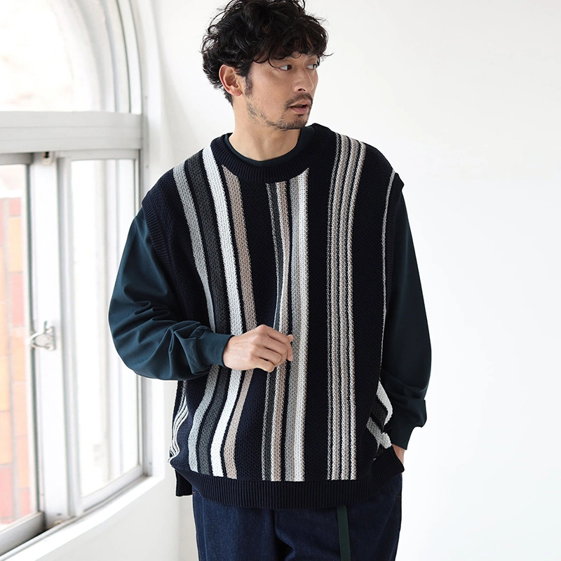 Casual Fashion Long Sleeve Striped Pullover Men Knit Sweater