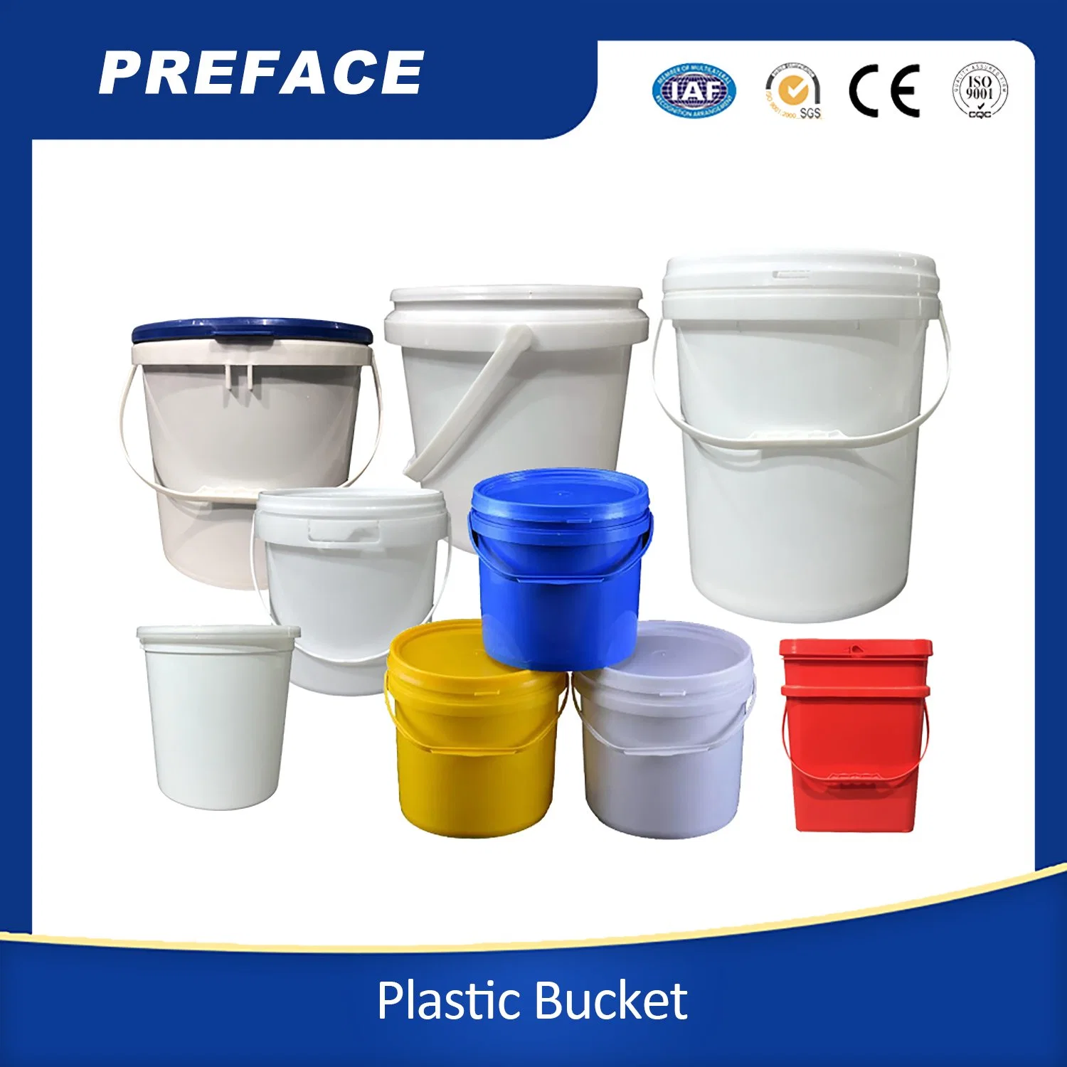 1L to 20L Plastic Buckets with Handle Food Grade Buckets for Sale Beverage Food Chemical Industry Bucket Printed Logo